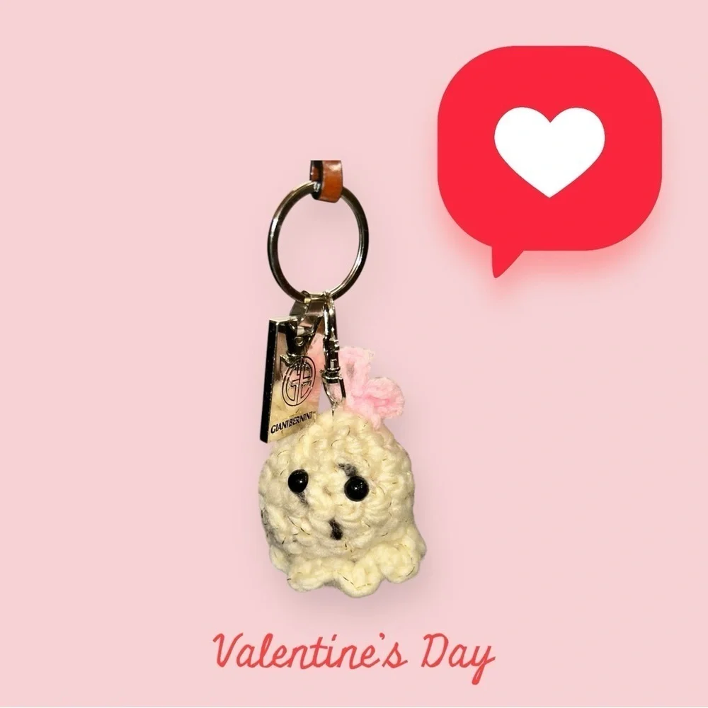 Tiny Ghost Pet Key Chain | Crochet | Handmade. Color: beige. New. - Picture 4 of 9